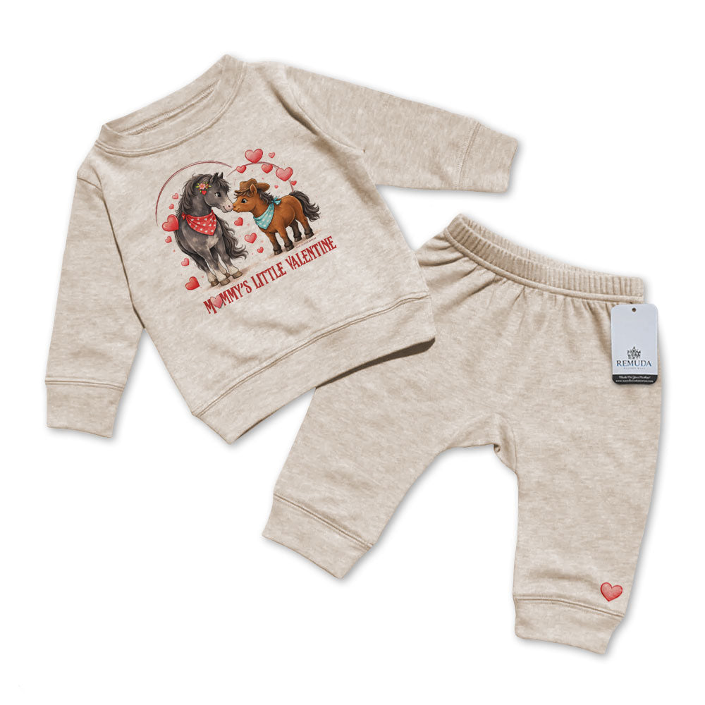 Mommy's Little Valentine Cowboy - Infant Boys Western 2 Piece Sweatsuit