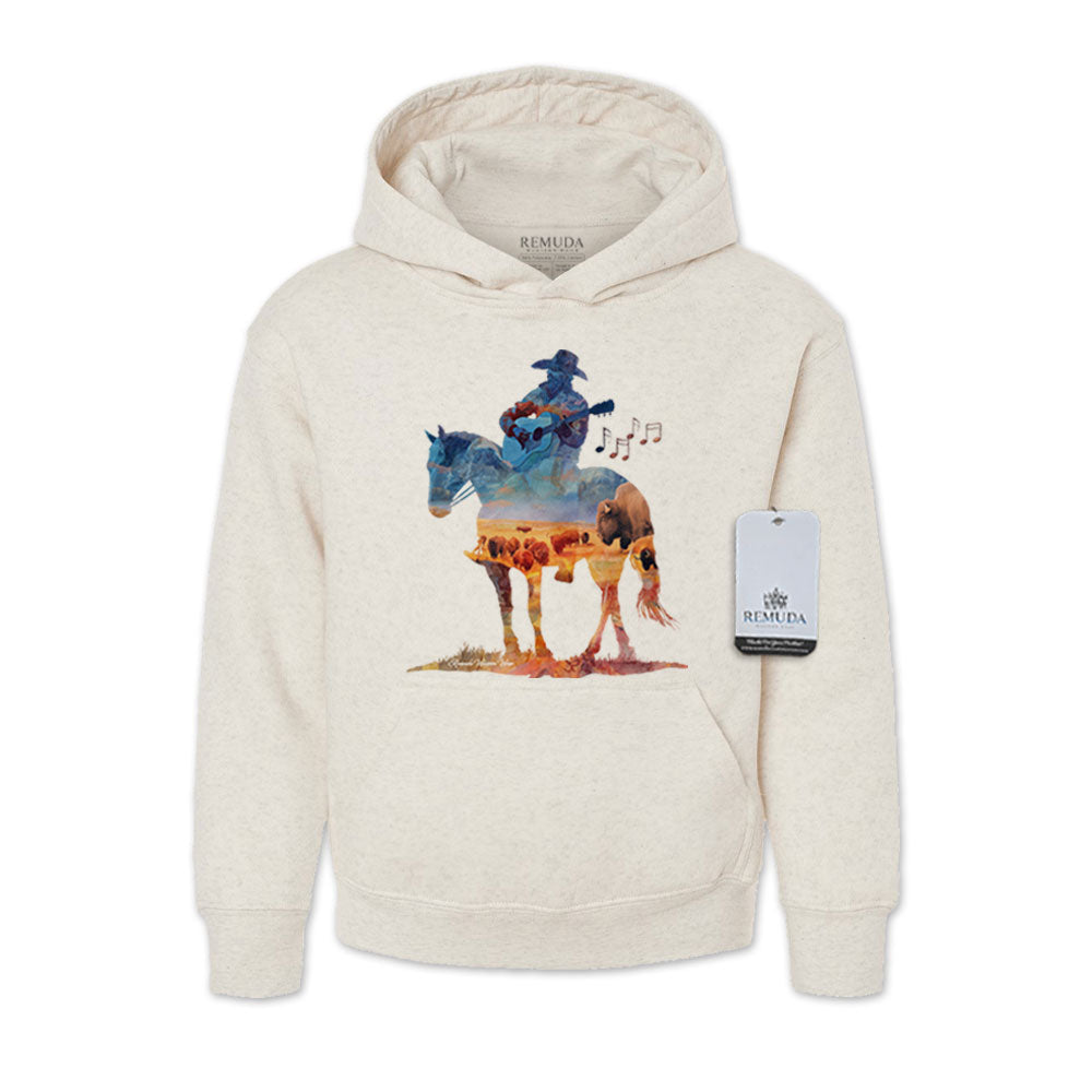 Where The Buffalo Roam - Youth Kids Watercolor Western Pullover Hoodie
